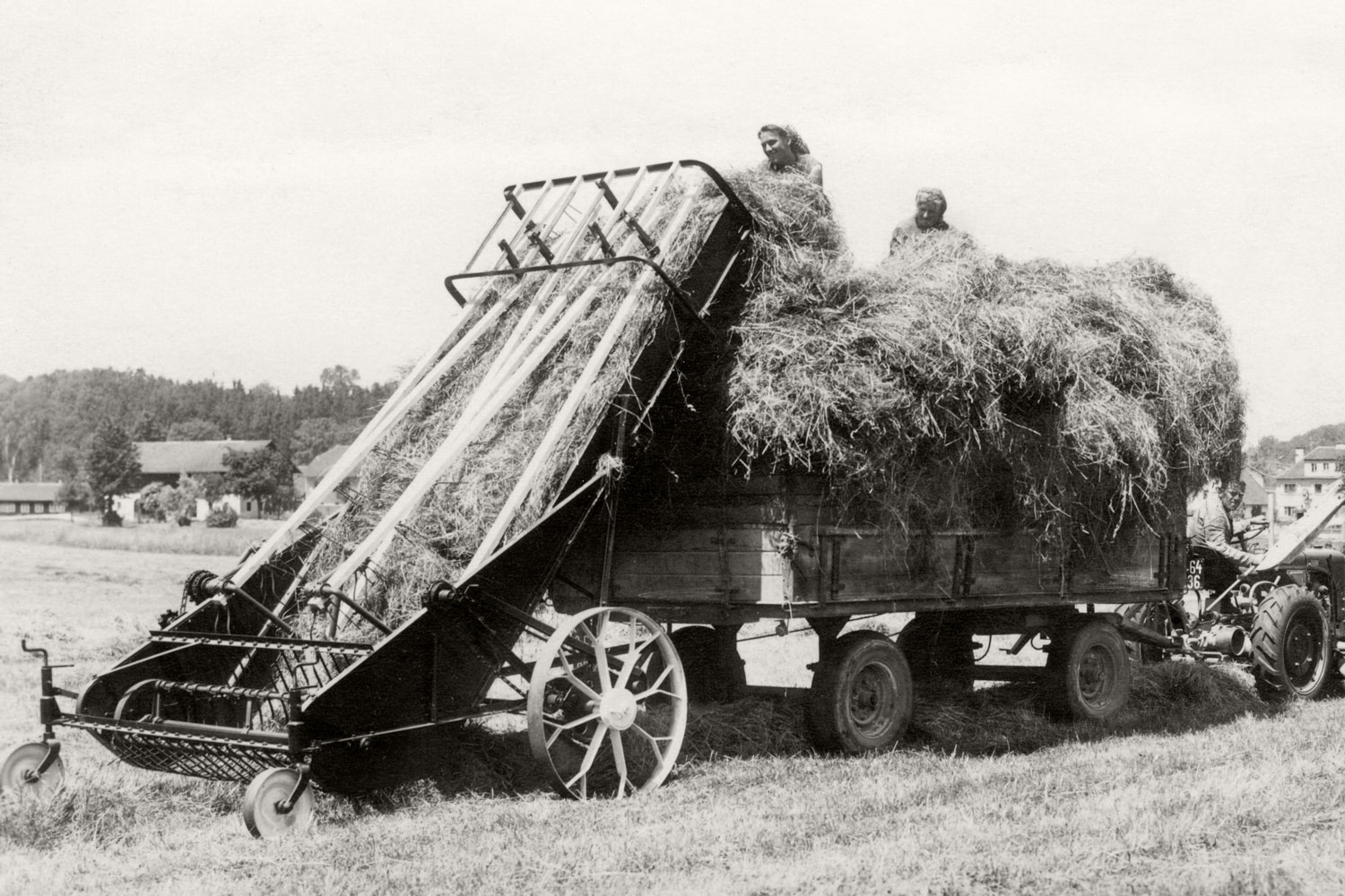 1951 Het oogsten van hooi was nog nooit zo gemakkelijk en snel als met de hooilader uit Grieskirchen.