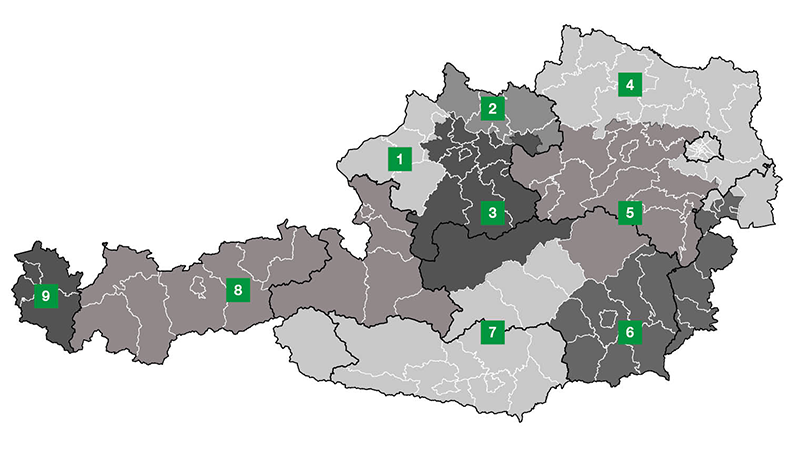 Außendienstlandkarte Österreich