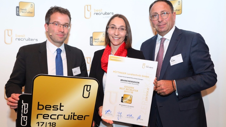 PÖTTINGER erzielt den ersten Platz bei der Best Recruiters Studie 2017/2018