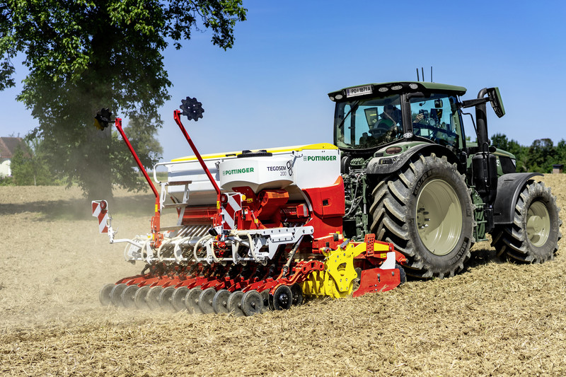 Mechanical implement-mounted seed drills